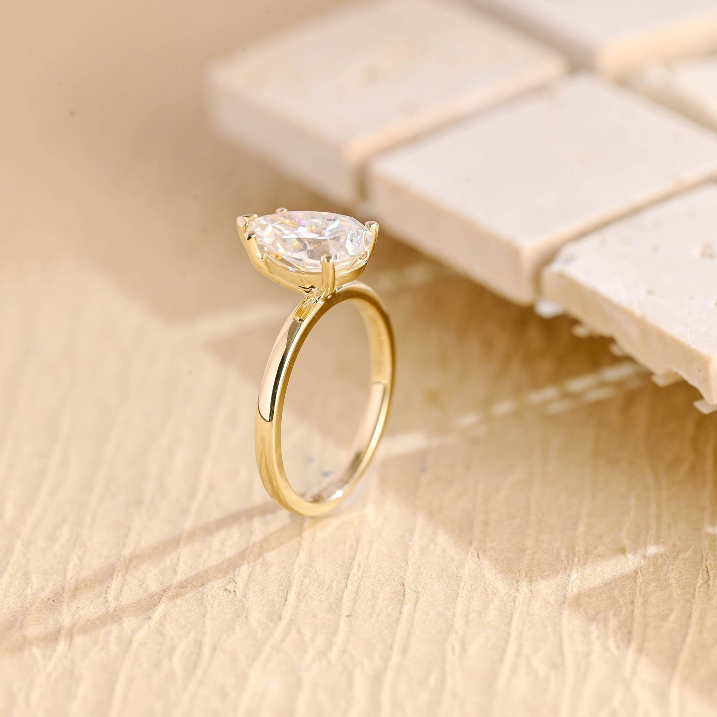 2.0 CT Pear Diamond Solitaire Moissanite Engagement Ring