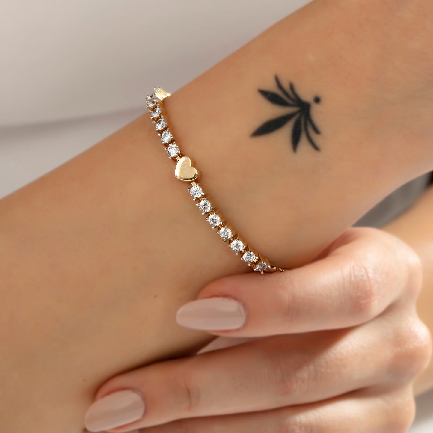 5 To 7\ Adjustable Tennis Heart Diamond Bracelet for Her"