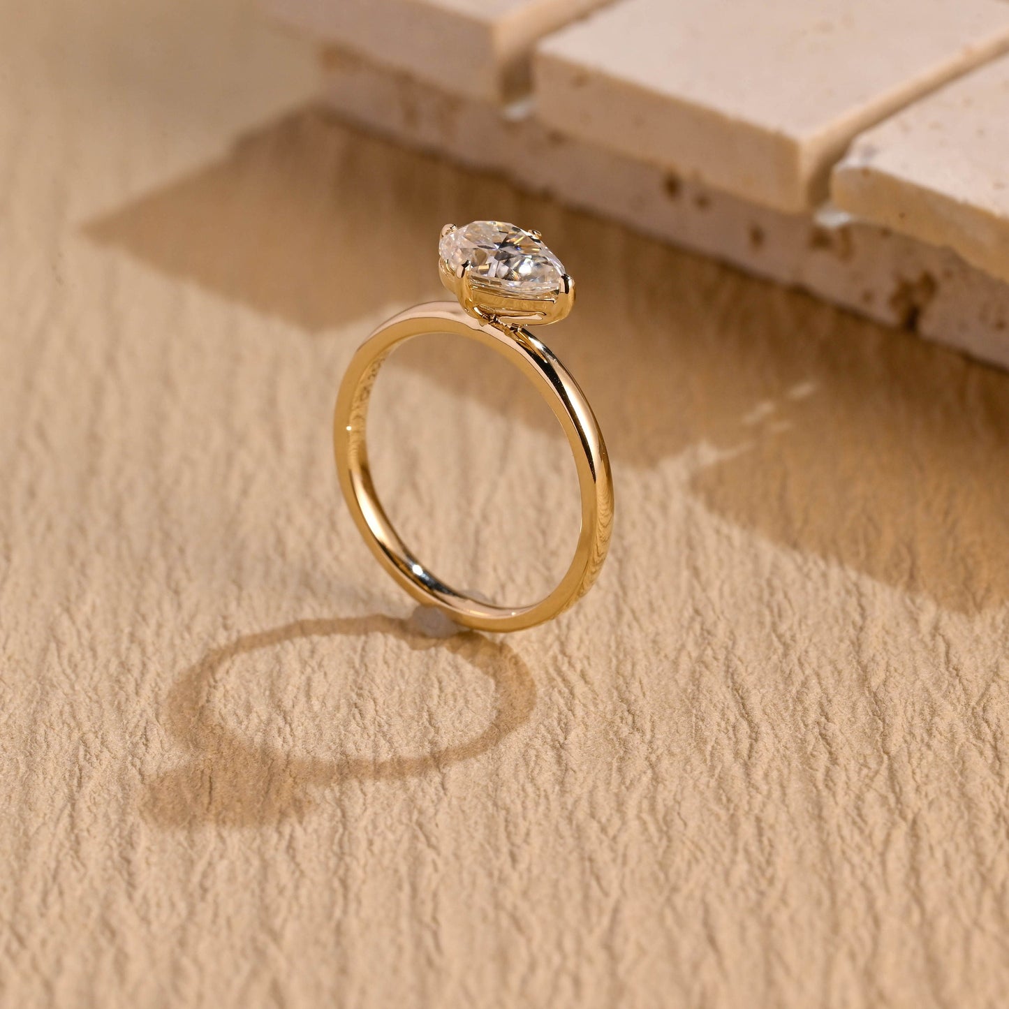 1.50 CT Pear Diamond East West Solitaire Engagement Ring