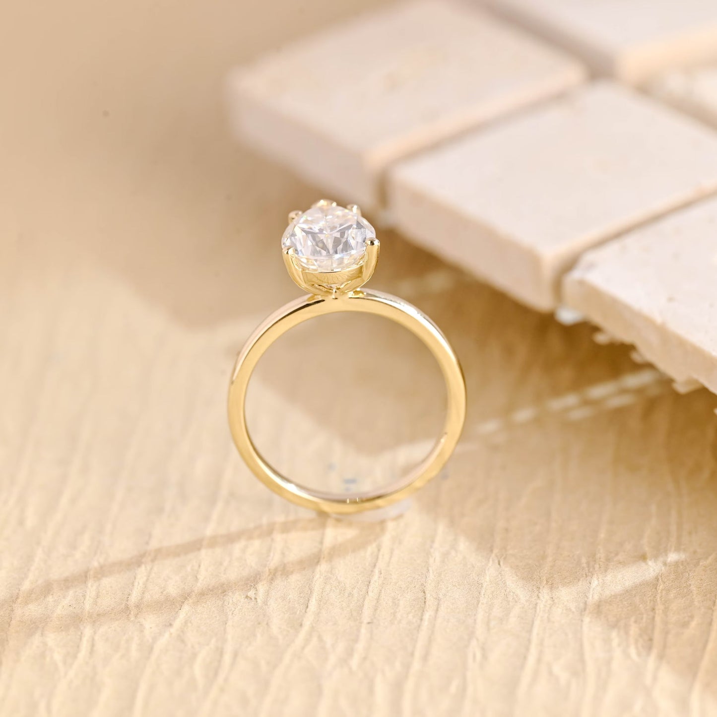 2.0 CT Pear Diamond Solitaire Moissanite Engagement Ring