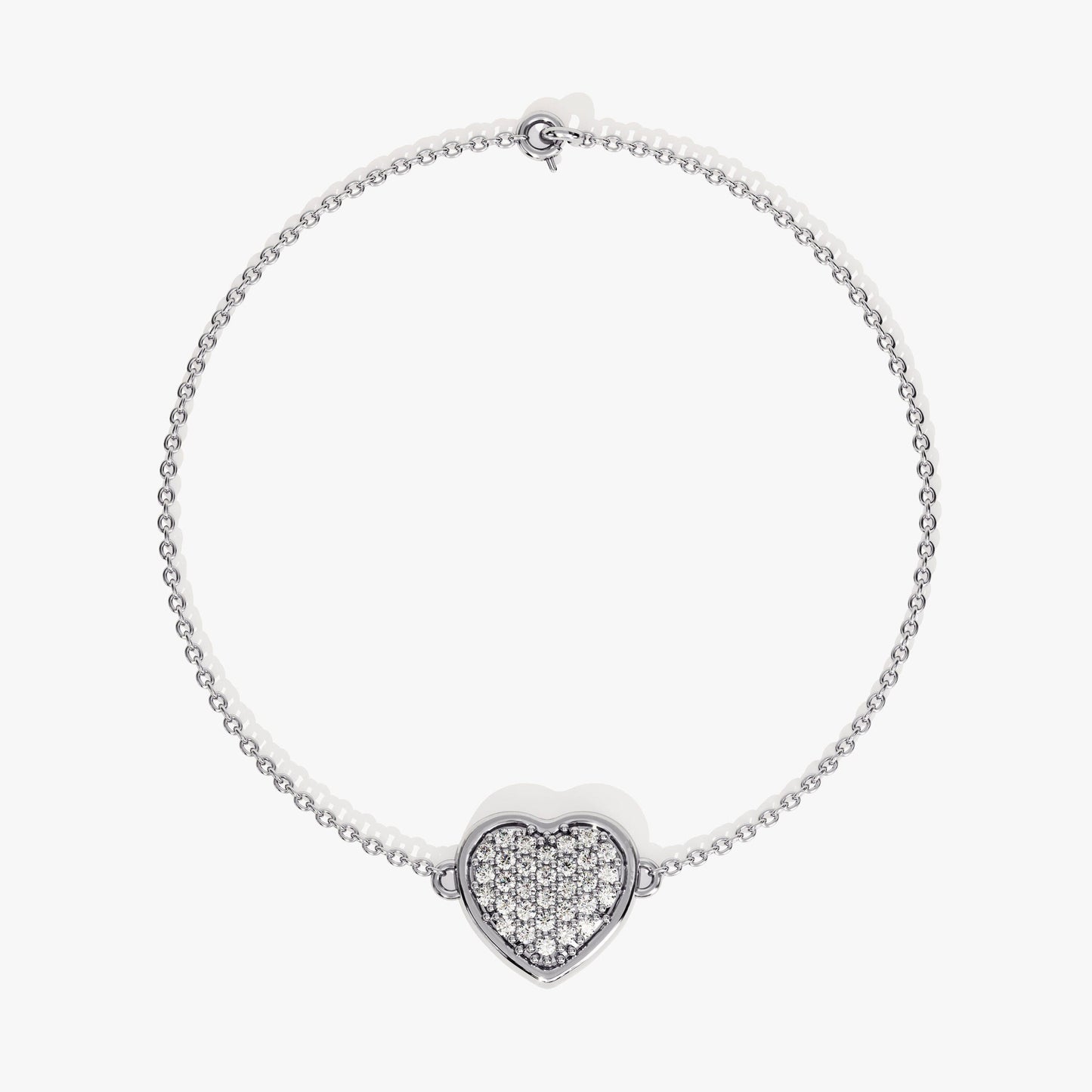 Round Cut Diamond Heart Bracelet For Her