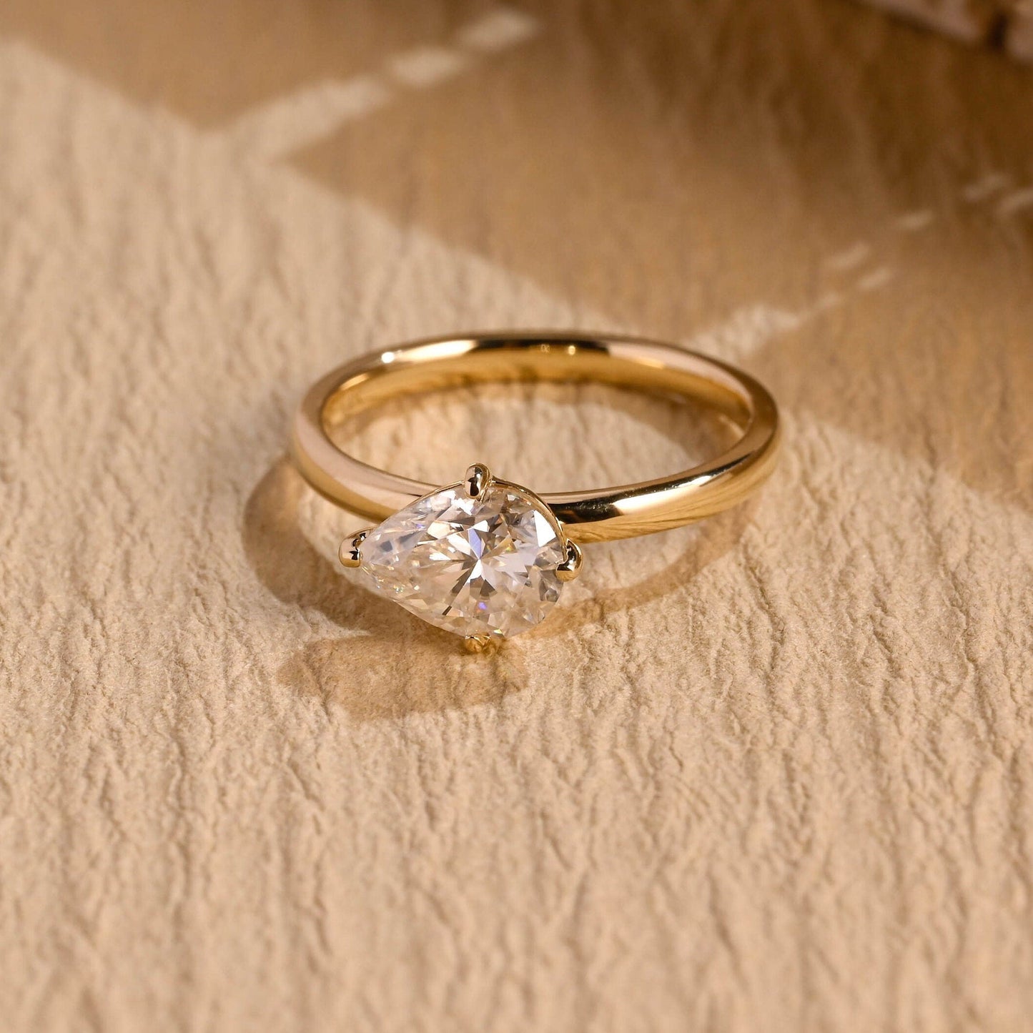 1.50 CT Pear Diamond East West Solitaire Engagement Ring