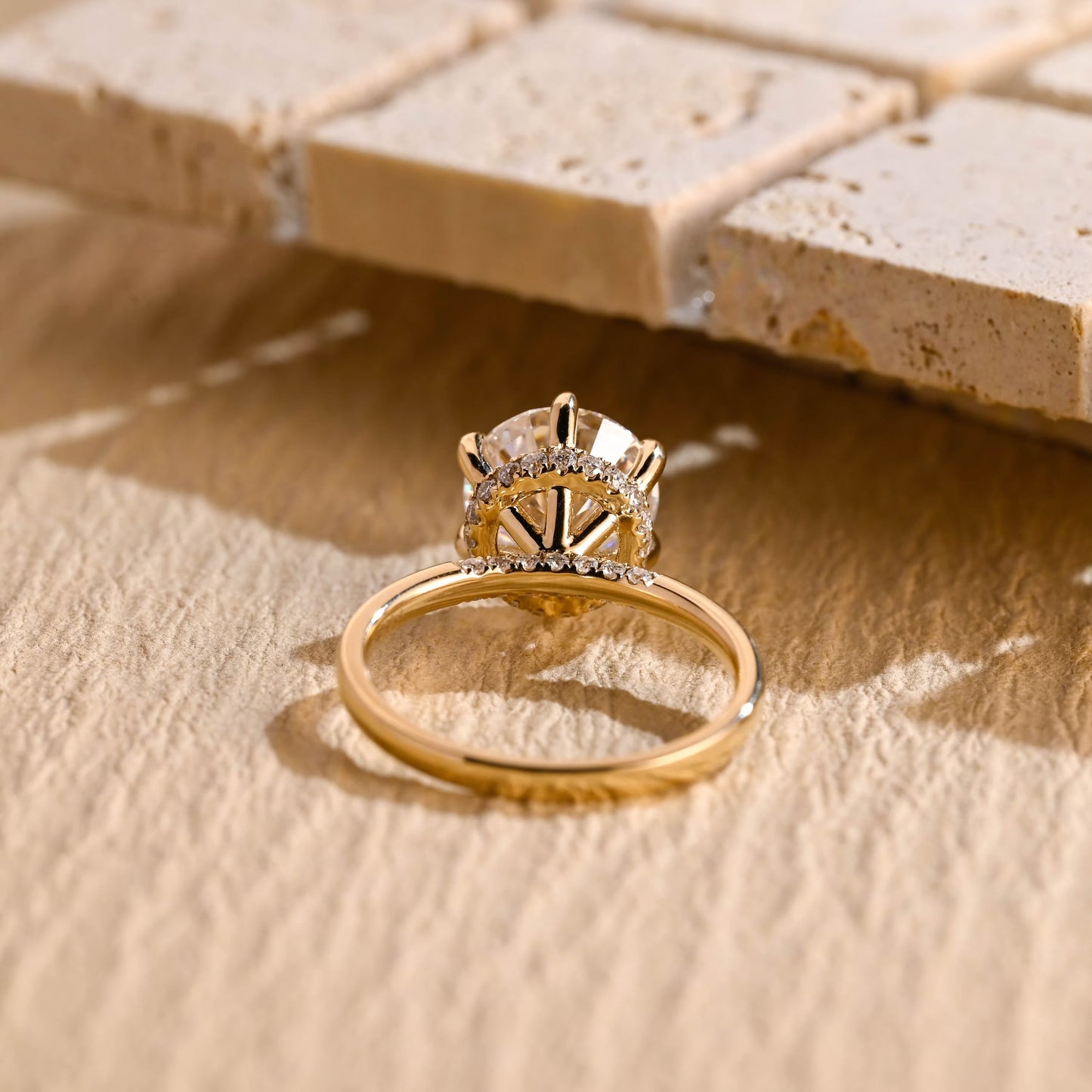 1.0CT Round Brilliant Hidden Halo Moissanite Engagement Ring