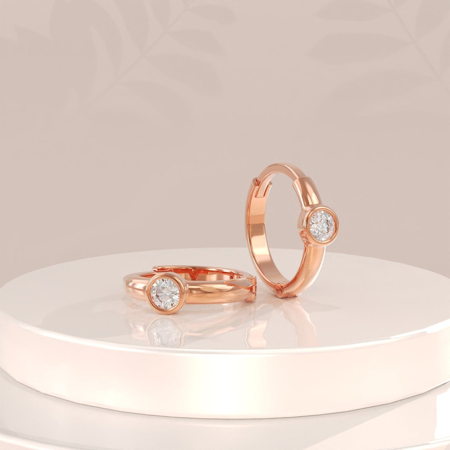 0.5CT Bezel Set Round Moissanite Diamond Cz Huggie Hoop Earrings