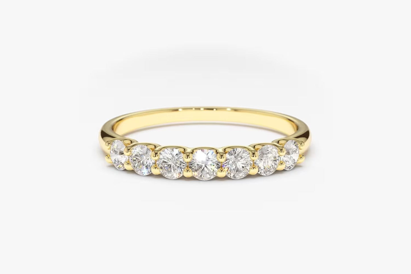 Round Cut Shared Prongs Diamond Band for Women