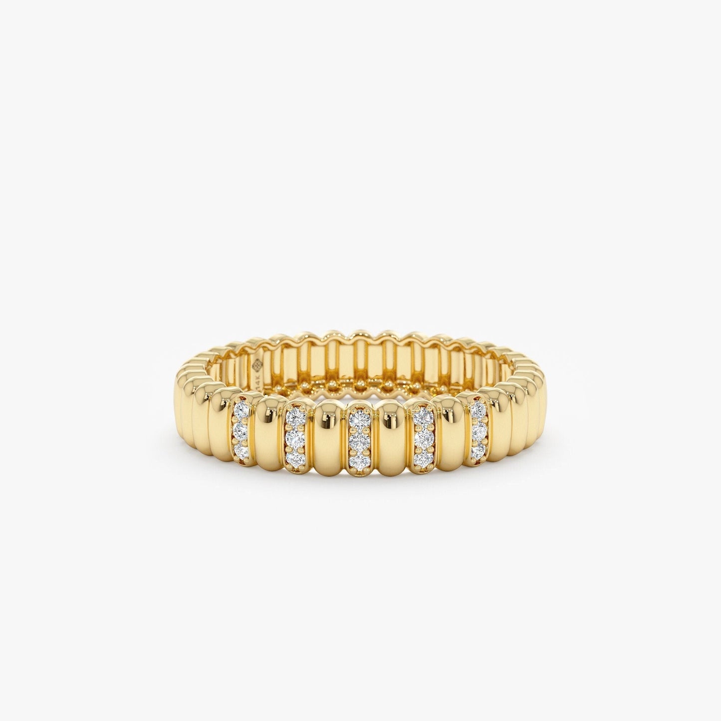 Round Cut Diamond Half Eternity Unique Wedding Ring for Her