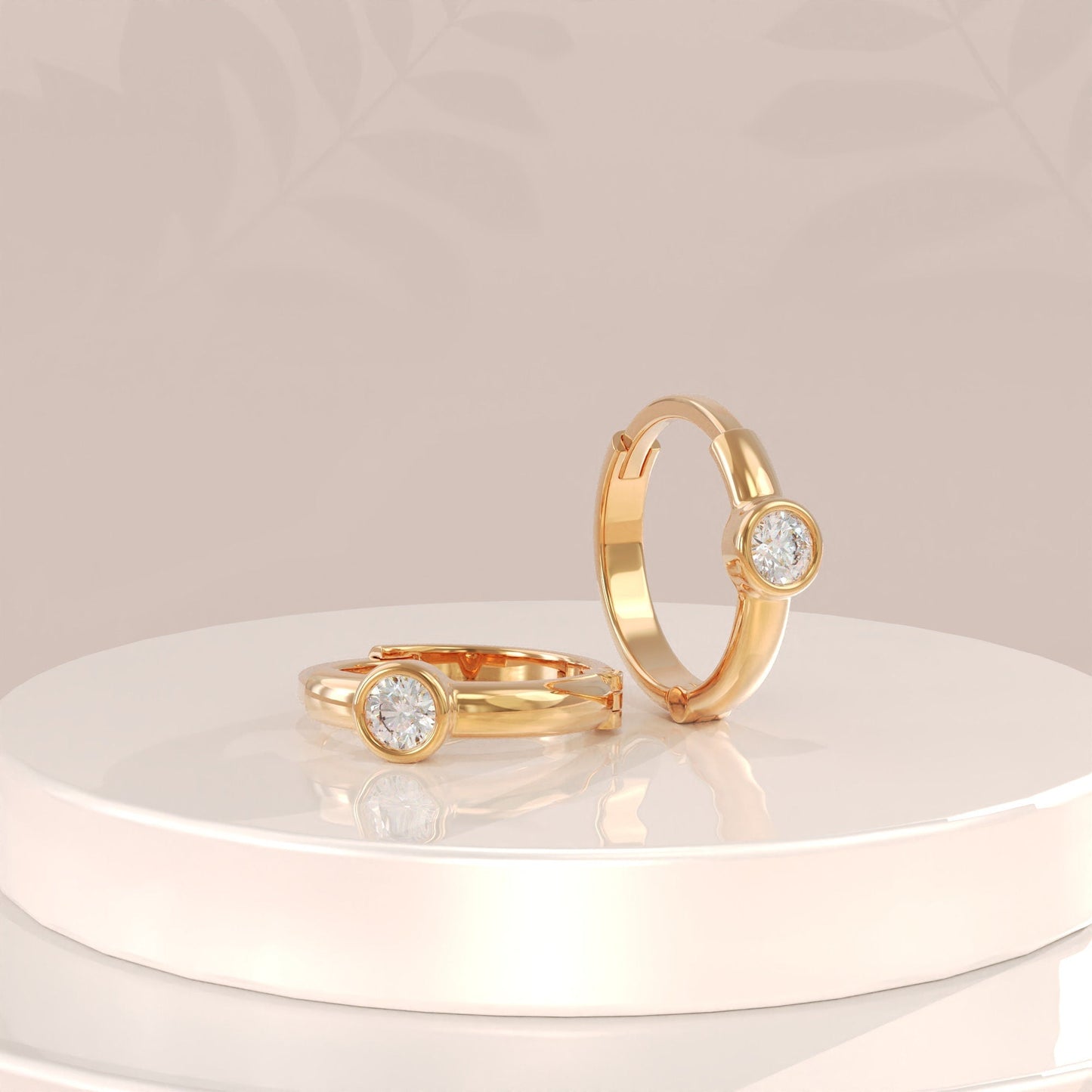 0.5CT Bezel Set Round Moissanite Diamond Cz Huggie Hoop Earrings