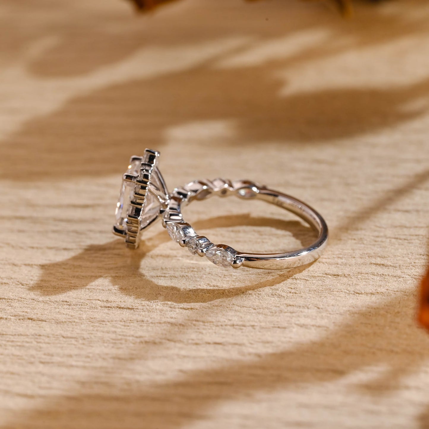 1.0CT Radiant Cut Cluster Diamond Moissanite Engagement Ring