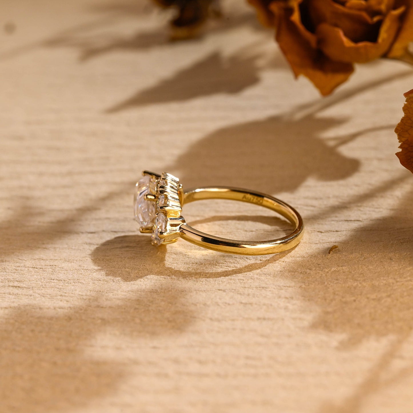 1.50 CT East West Pear Diamond Cluster Moissanite Engagement Ring