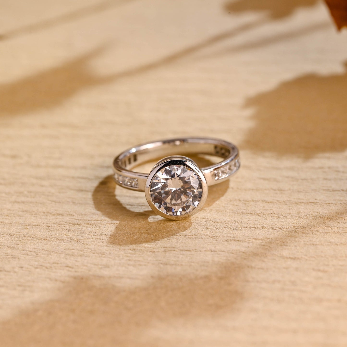 1.50 CT Round Brilliant Bezel Setting Moissanite Engagement Ring