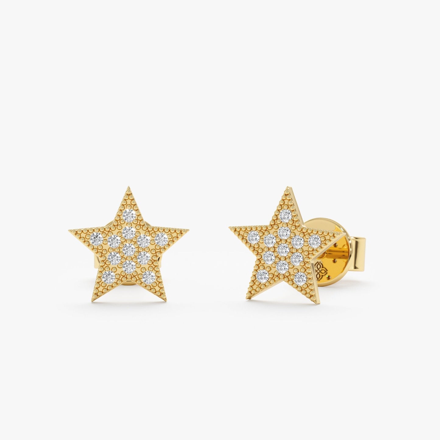 0.2CT Round Star Shaped Moissanite Diamond Stud Earrings In Solid Gold