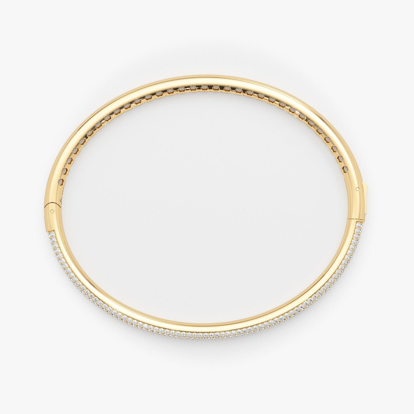 Round Cut Diamond Paved Bangle Bracelet for Women