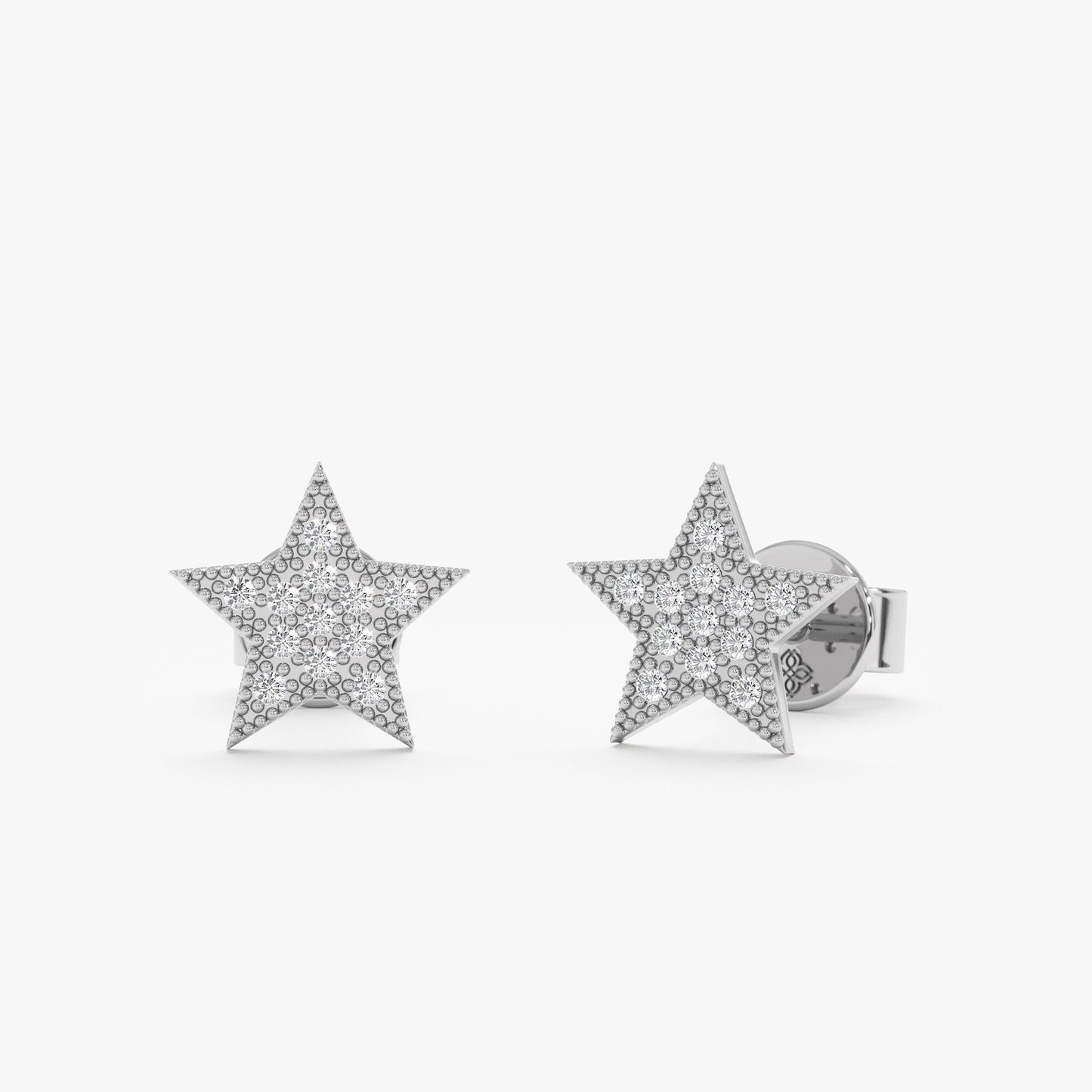 0.2CT Round Star Shaped Moissanite Diamond Stud Earrings In Solid Gold