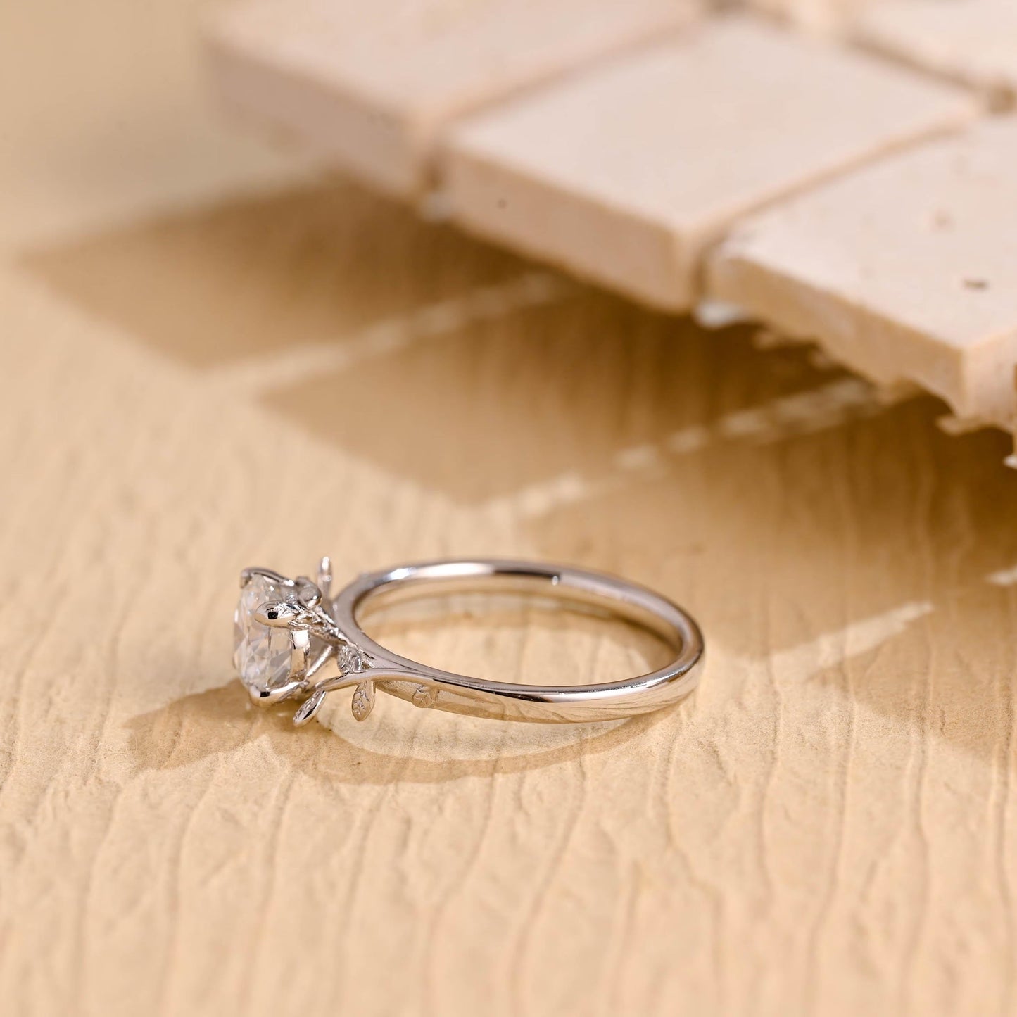 1.50 CT Round Brilliant Nature Inspired Moissanite Engagement Ring