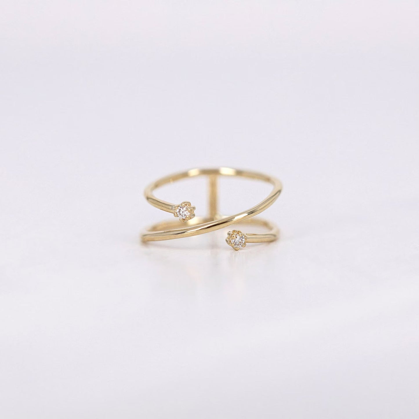 0.02CT Round Two Stone Open Moissanite Diamond Criss Cross Wedding Band