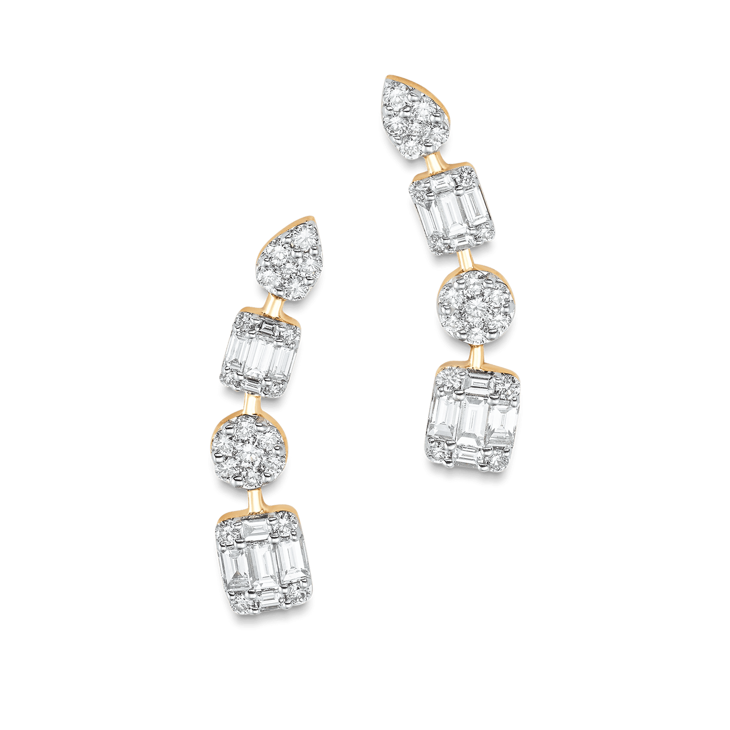 0.75 TCW Round & Baguette Moissanite Diamond Ear Crawlers Earrings