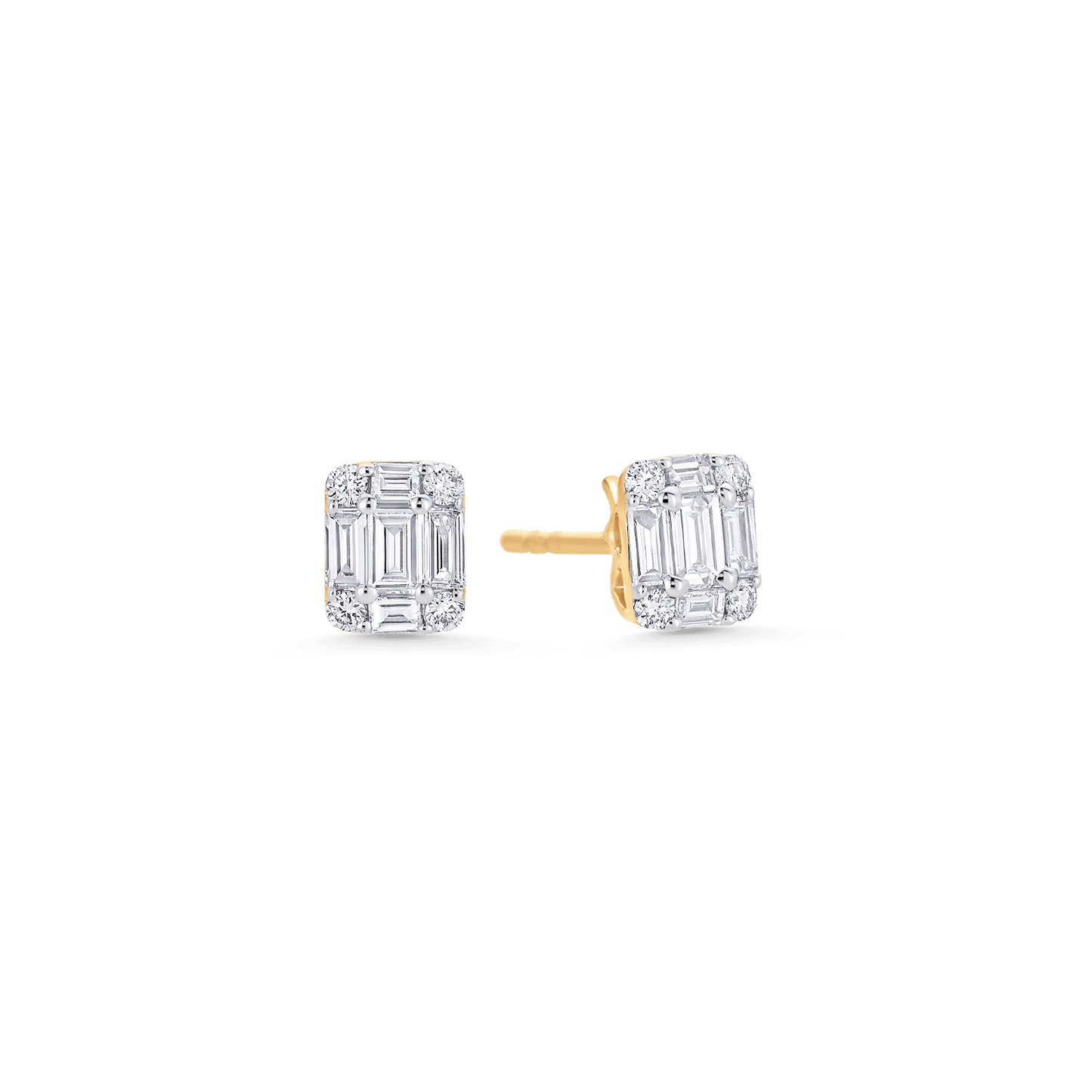 0.31 TCW Round & Emerald Moissanite Diamond Stud Earrings