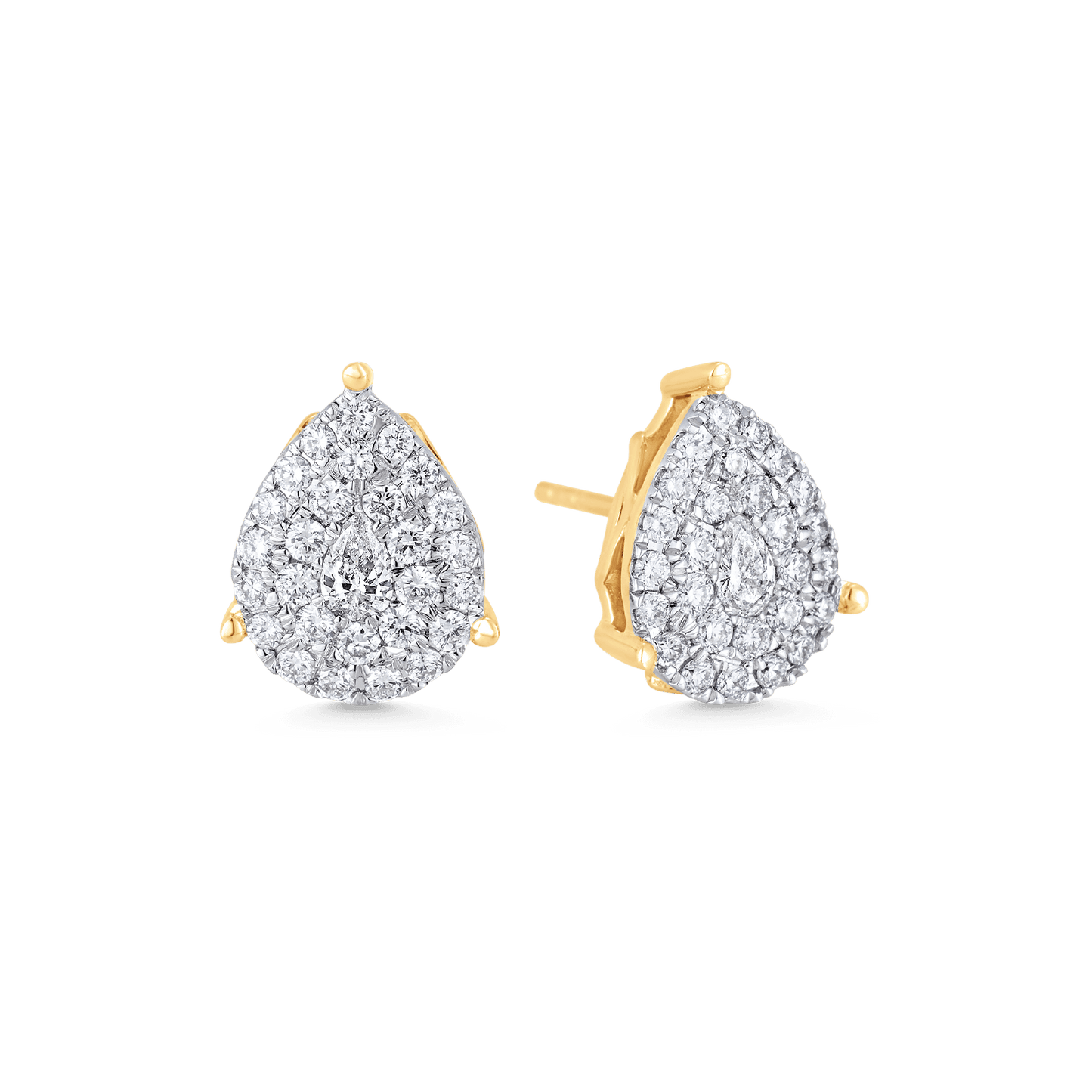 0.84 TCW Pear & Round Moissanite Diamond Stud Earrings
