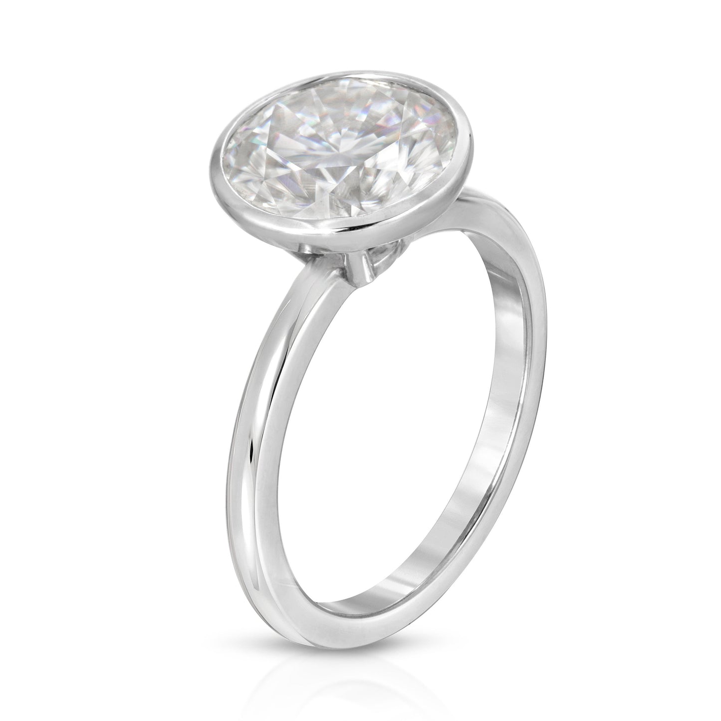 3.5CT Round Brilliant Diamond Bezel Moissanite Engagement Ring