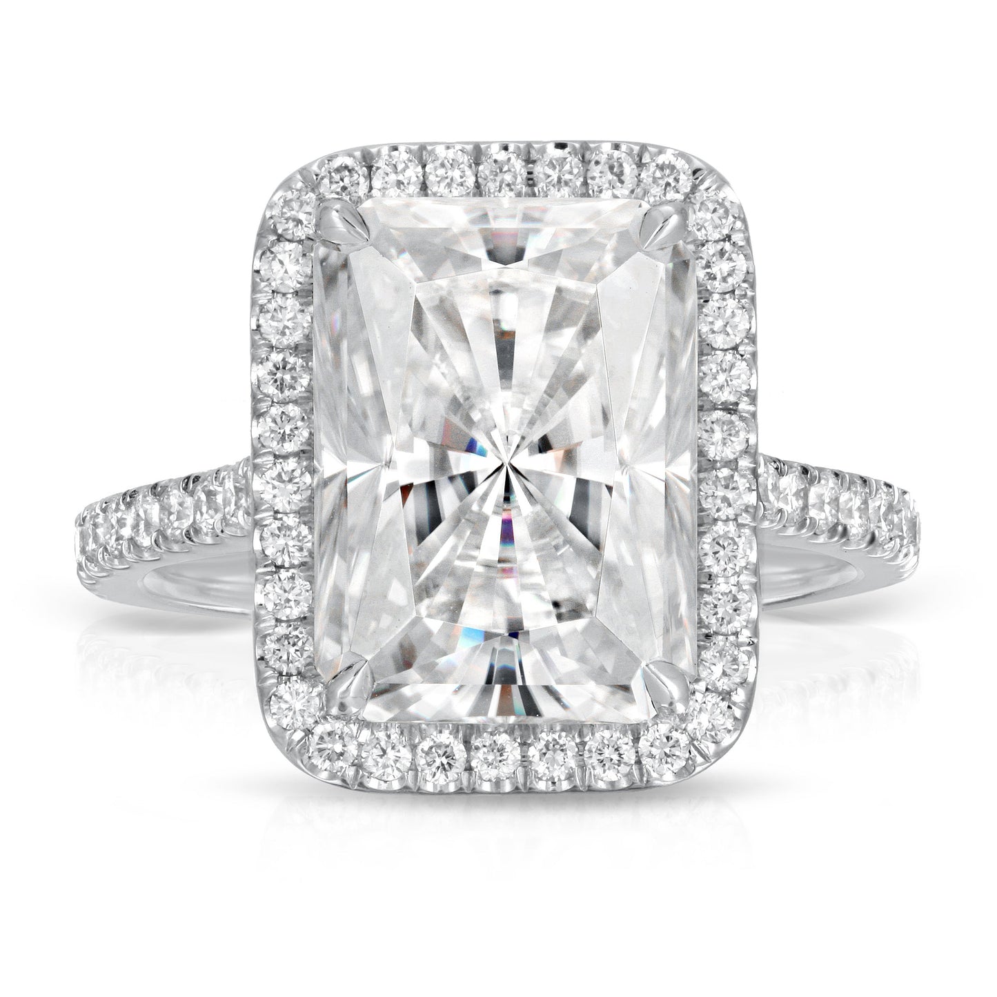 5.2CT Radiant Diamond Hidden Halo Moissanite Engagement Ring