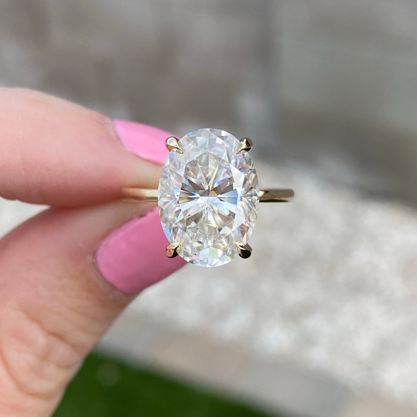 6.2CT Oval Diamond Solitaire Moissanite Engagement Ring