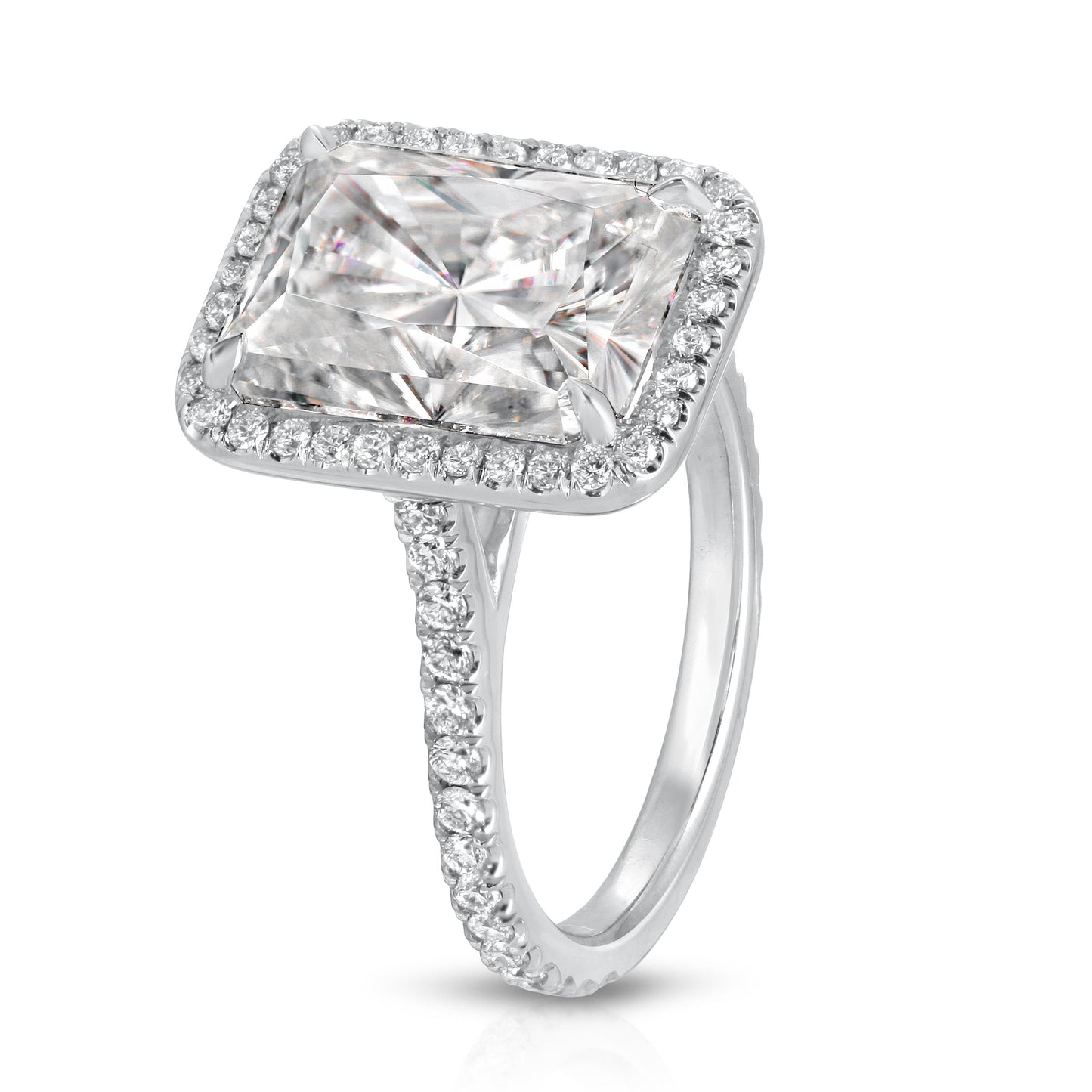 5.2CT Radiant Diamond Hidden Halo Moissanite Engagement Ring