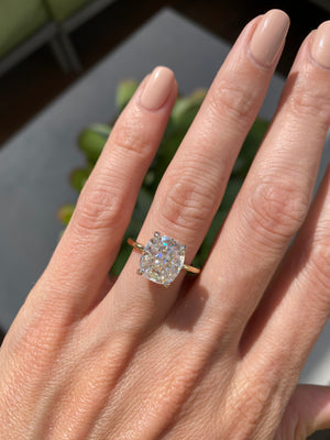 3.6CT Cushion Diamond Hidden Halo Moissanite Engagement Ring
