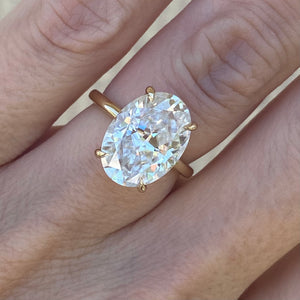6.2CT Oval Diamond Solitaire Moissanite Engagement Ring