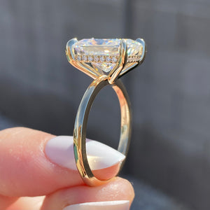 4.8ct Radiant Diamond Hidden Halo Moissanite Engagement Ring