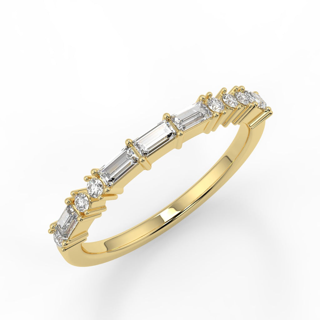 0.30 TCW Baguette & Round Moissanite Alternative Diamond Wedding Band