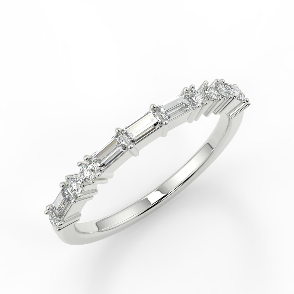 0.30 TCW Baguette & Round Moissanite Alternative Diamond Wedding Band