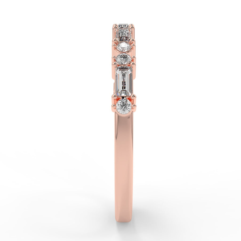 0.30 TCW Baguette & Round Moissanite Alternative Diamond Wedding Band