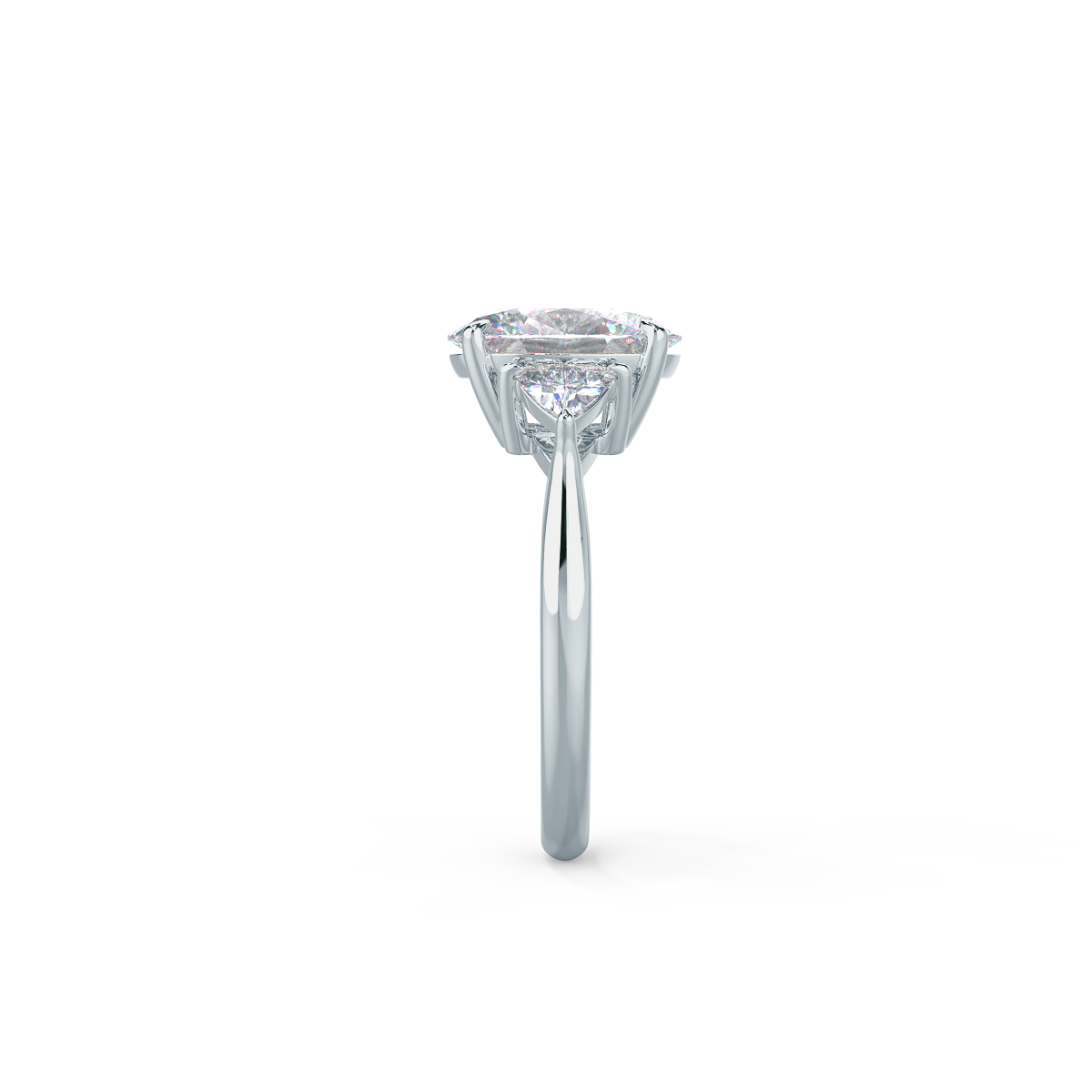 2.25CT Oval Cut Moissanite Trillion Cut 3 Stone Engagement Ring