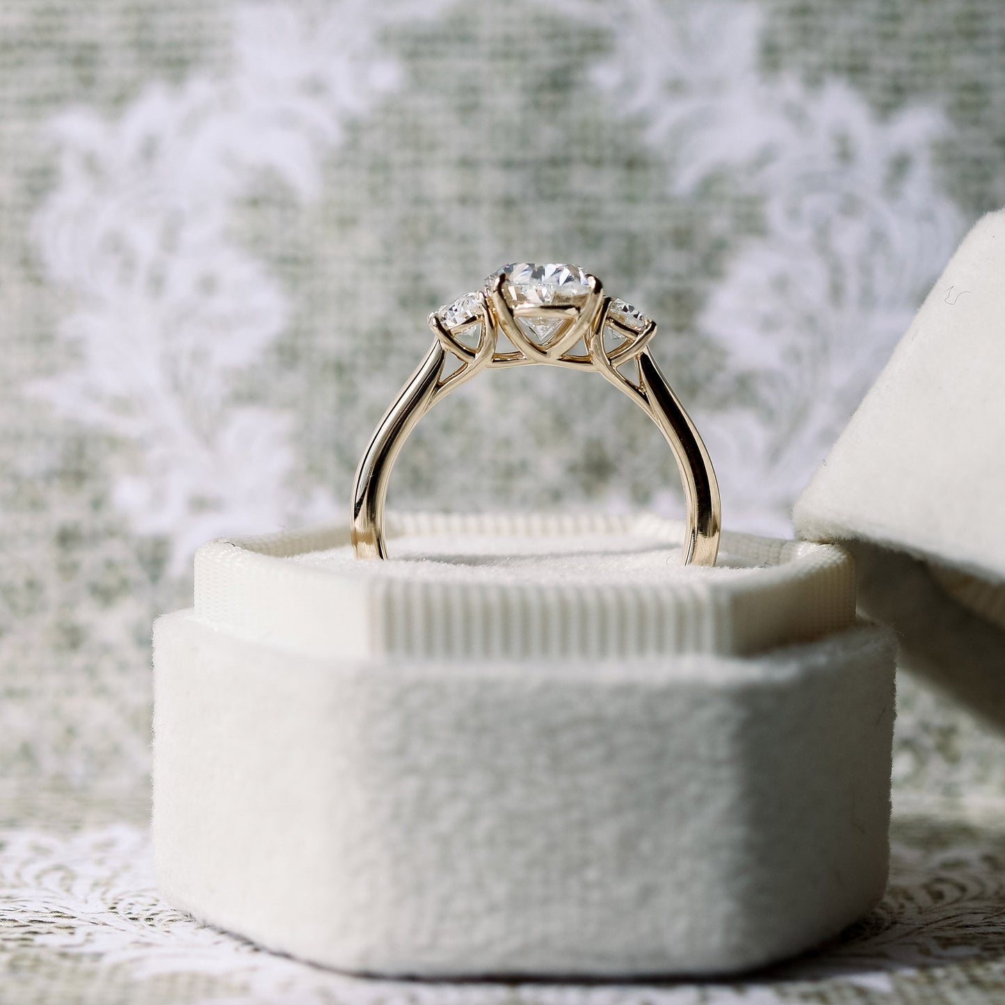 1.50CT Oval Cut Moissanite Three Stone Diamond Engagement Ring