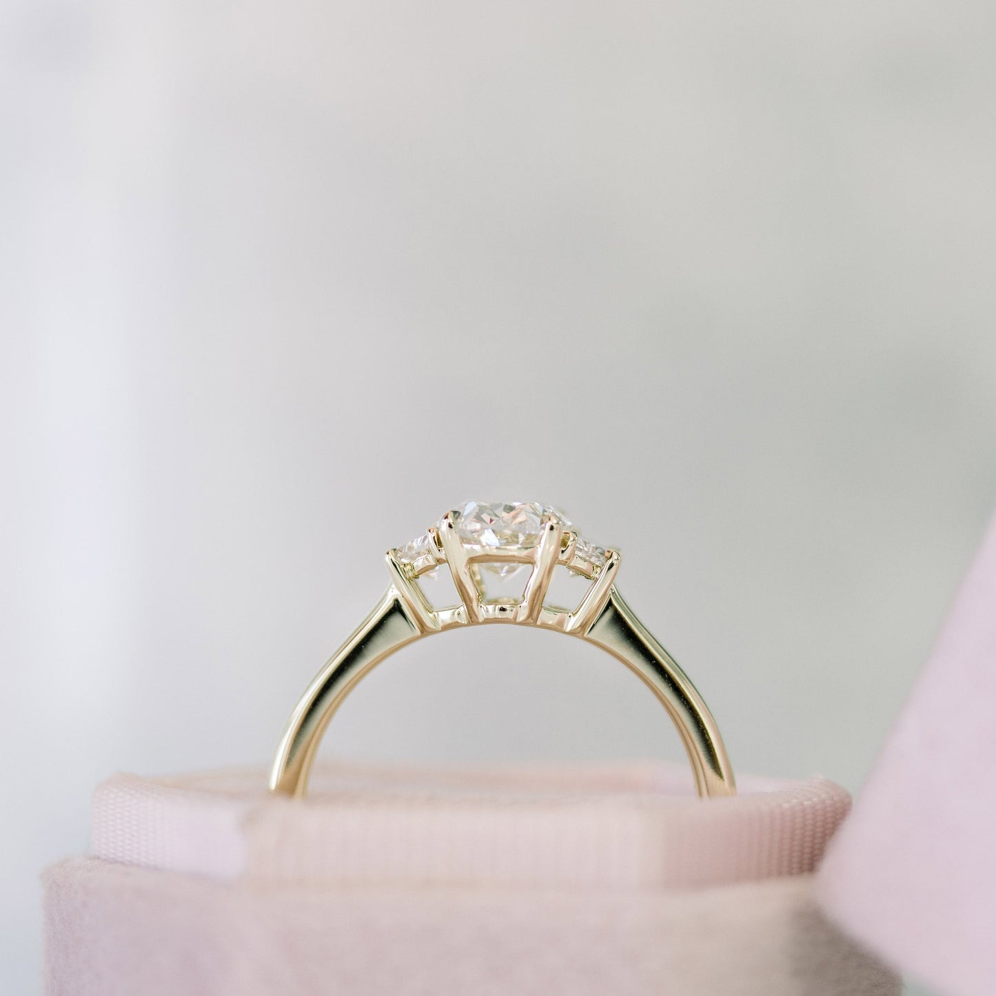 2.25CT Oval Cut Moissanite Half Moon Diamond Engagement Ring