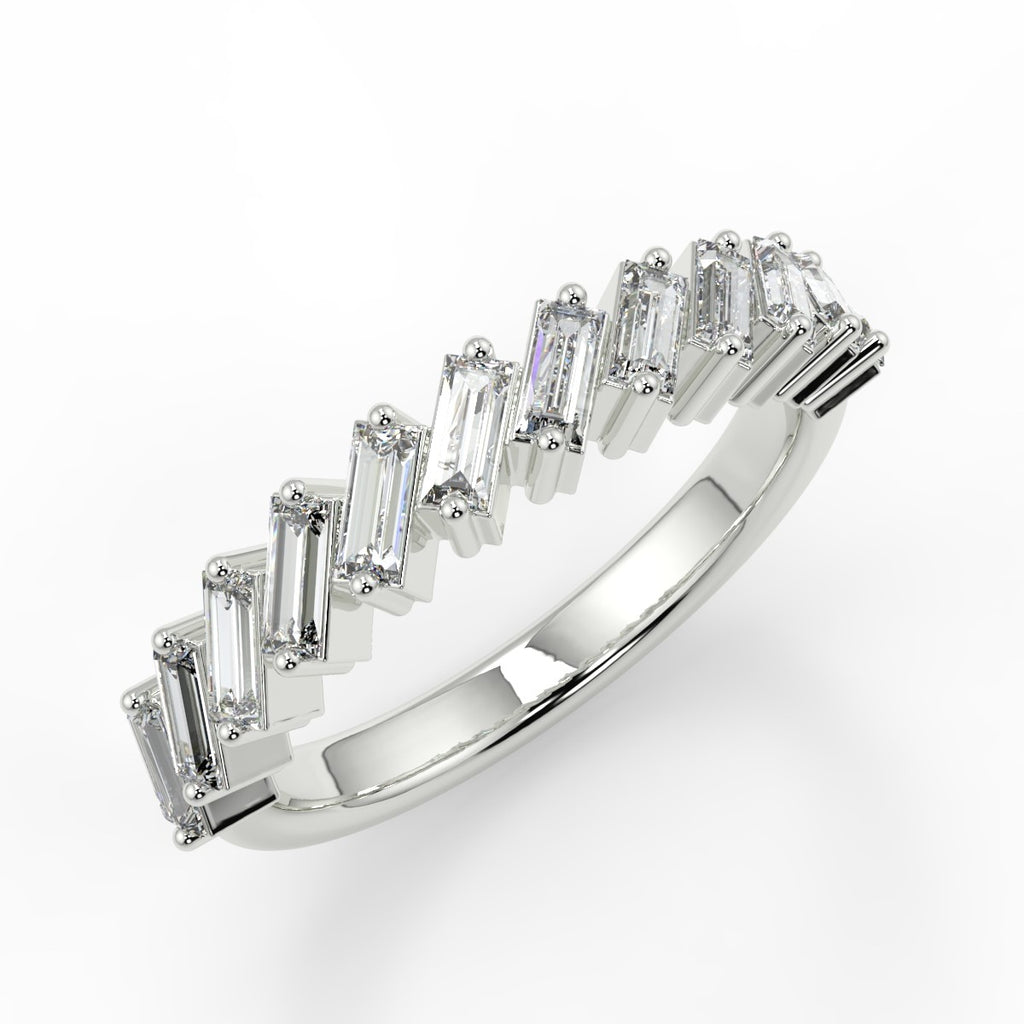 0.64 TCW Baguette Moissanite Half Eternity Wedding Band