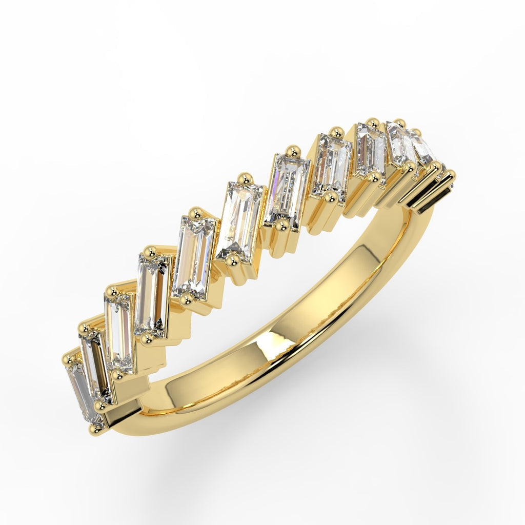 0.64 TCW Baguette Moissanite Half Eternity Wedding Band