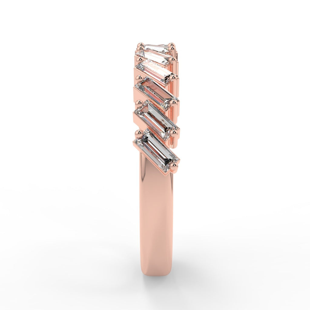 0.64 TCW Baguette Moissanite Half Eternity Wedding Band