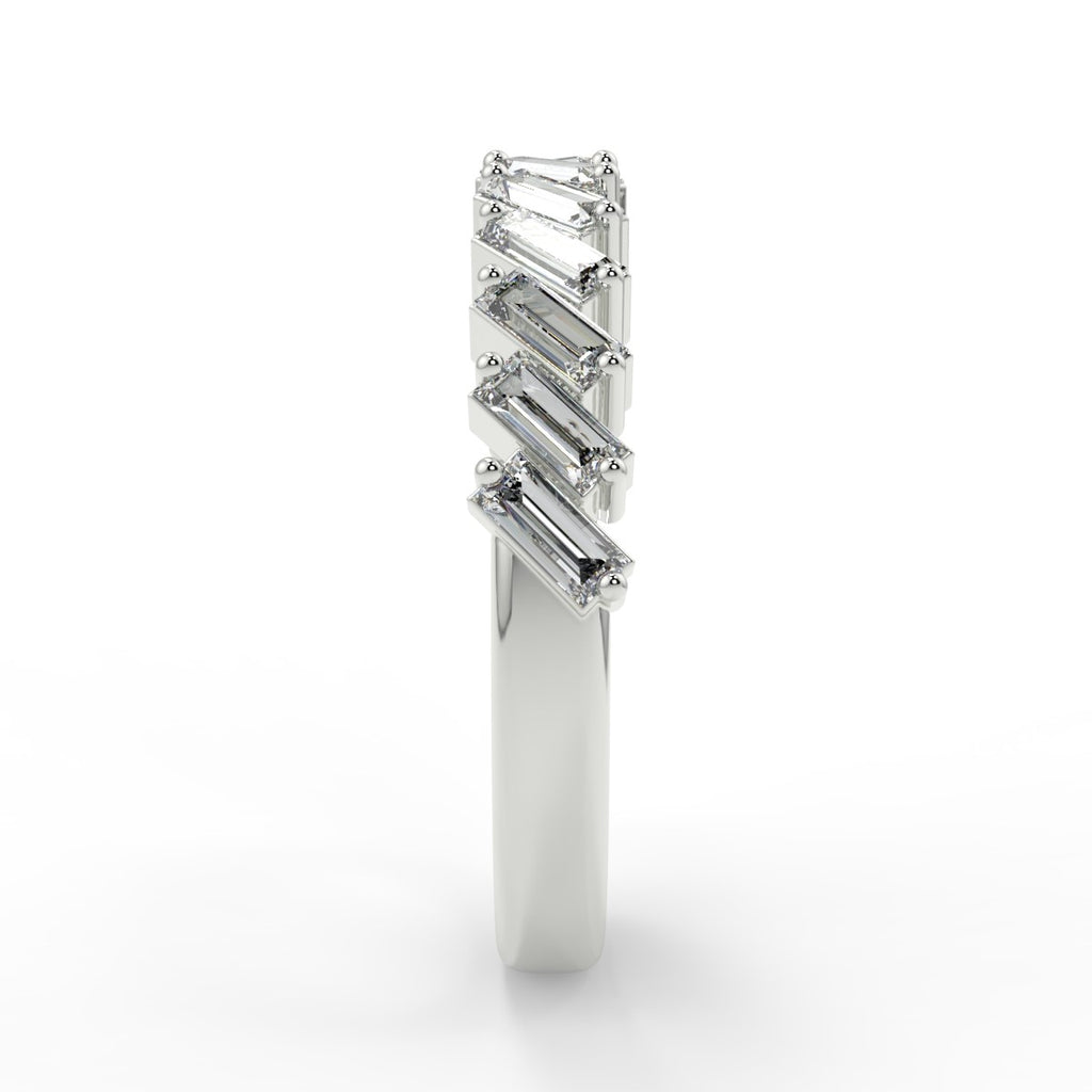 0.64 TCW Baguette Moissanite Half Eternity Wedding Band