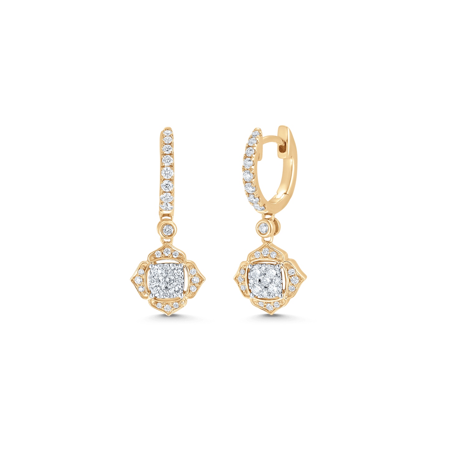0.58 TCW Round Moissanite Diamond Drop Huggie Earrings