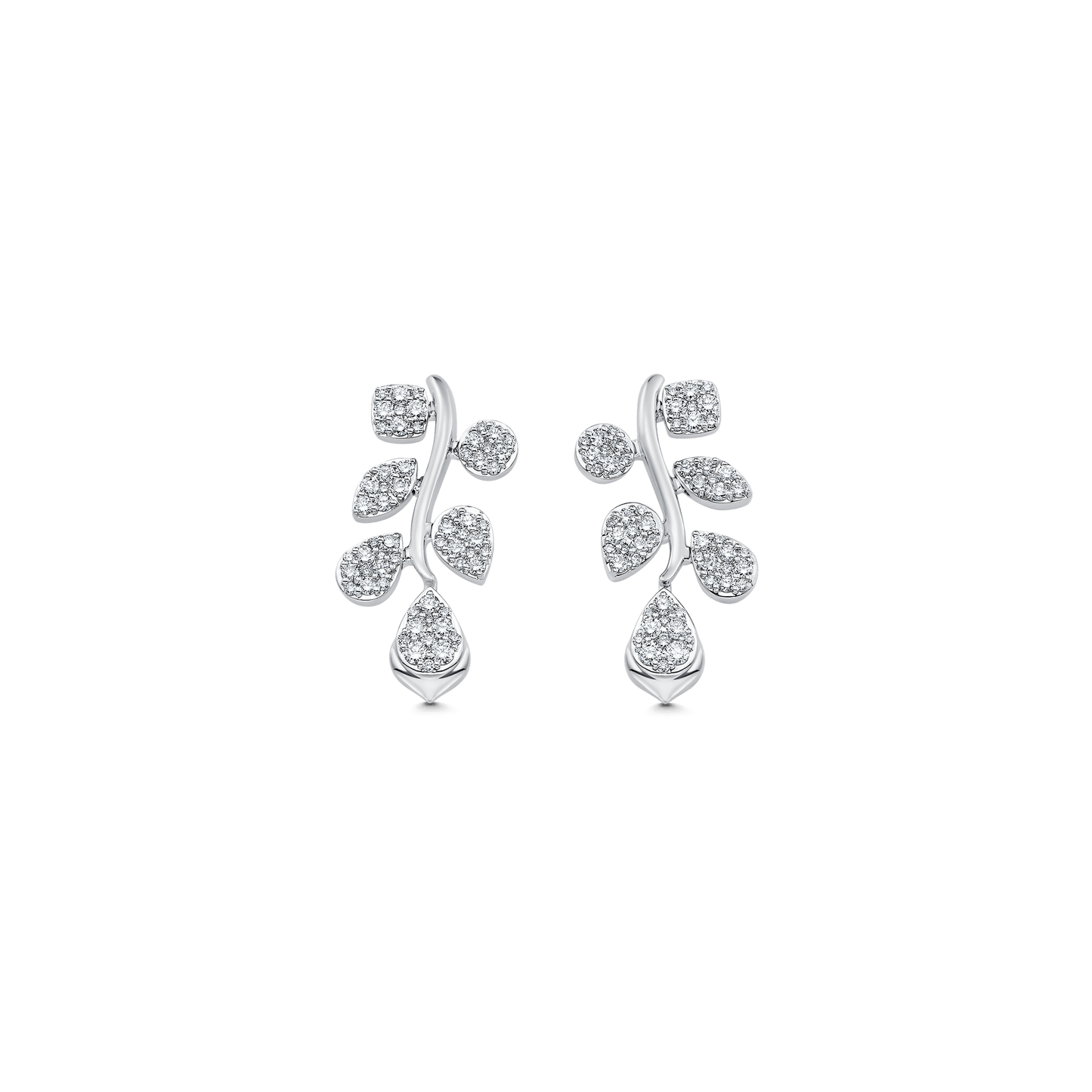 0.97 TCW Round Moissanite Diamond Cluster Drop Earrings