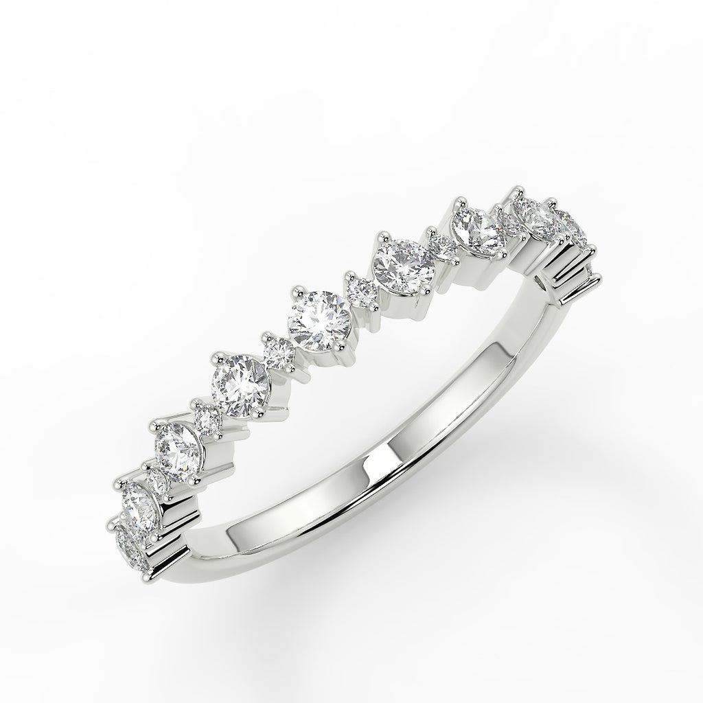 0.64 TCW Round Moissanite Cluster Style Wedding Band
