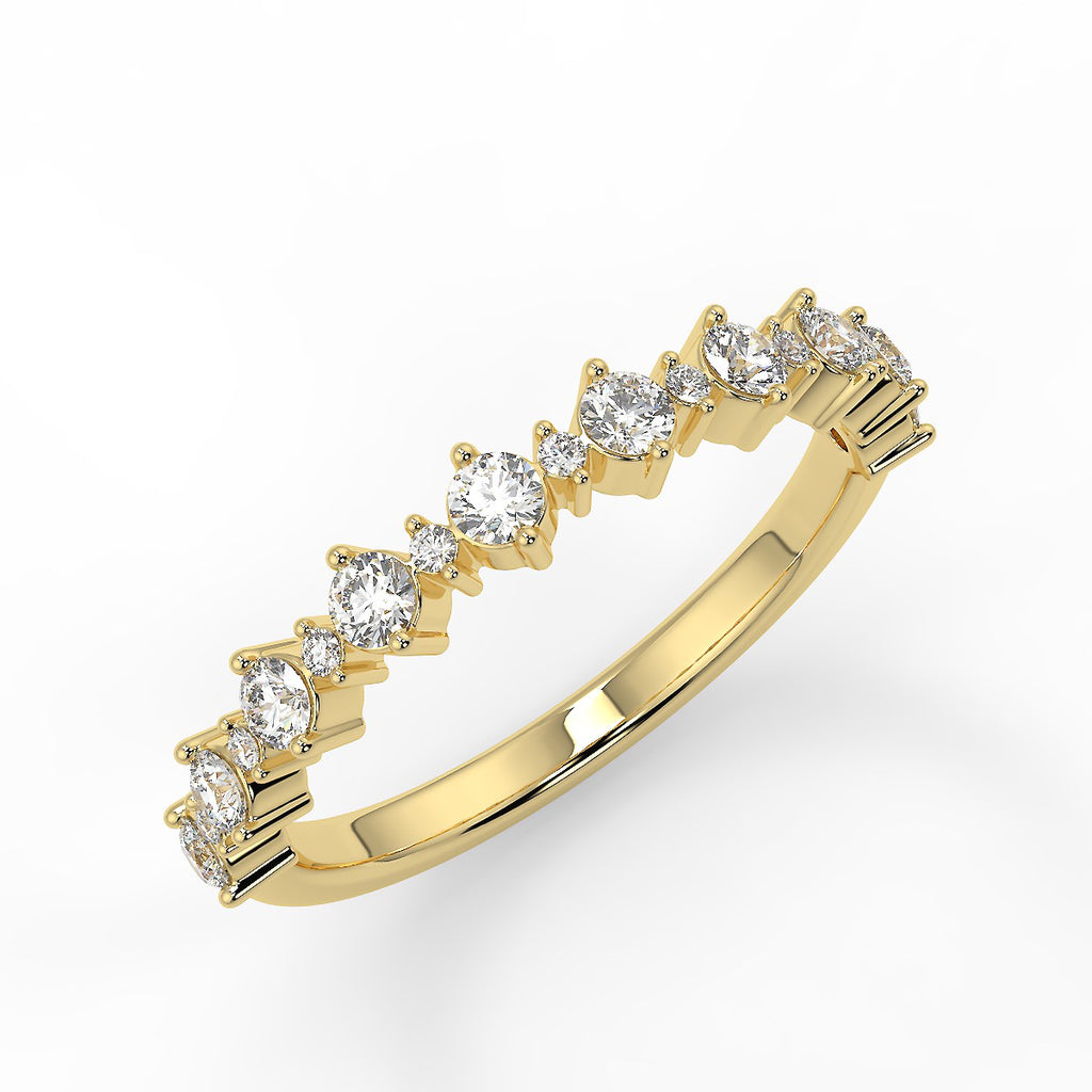 0.64 TCW Round Moissanite Cluster Style Wedding Band