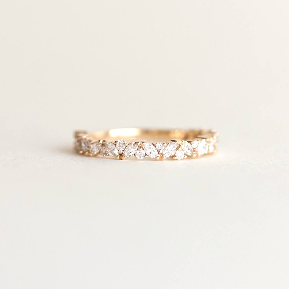 0.60 TCW Round & Marquise Moissanite Cluster Wedding Band