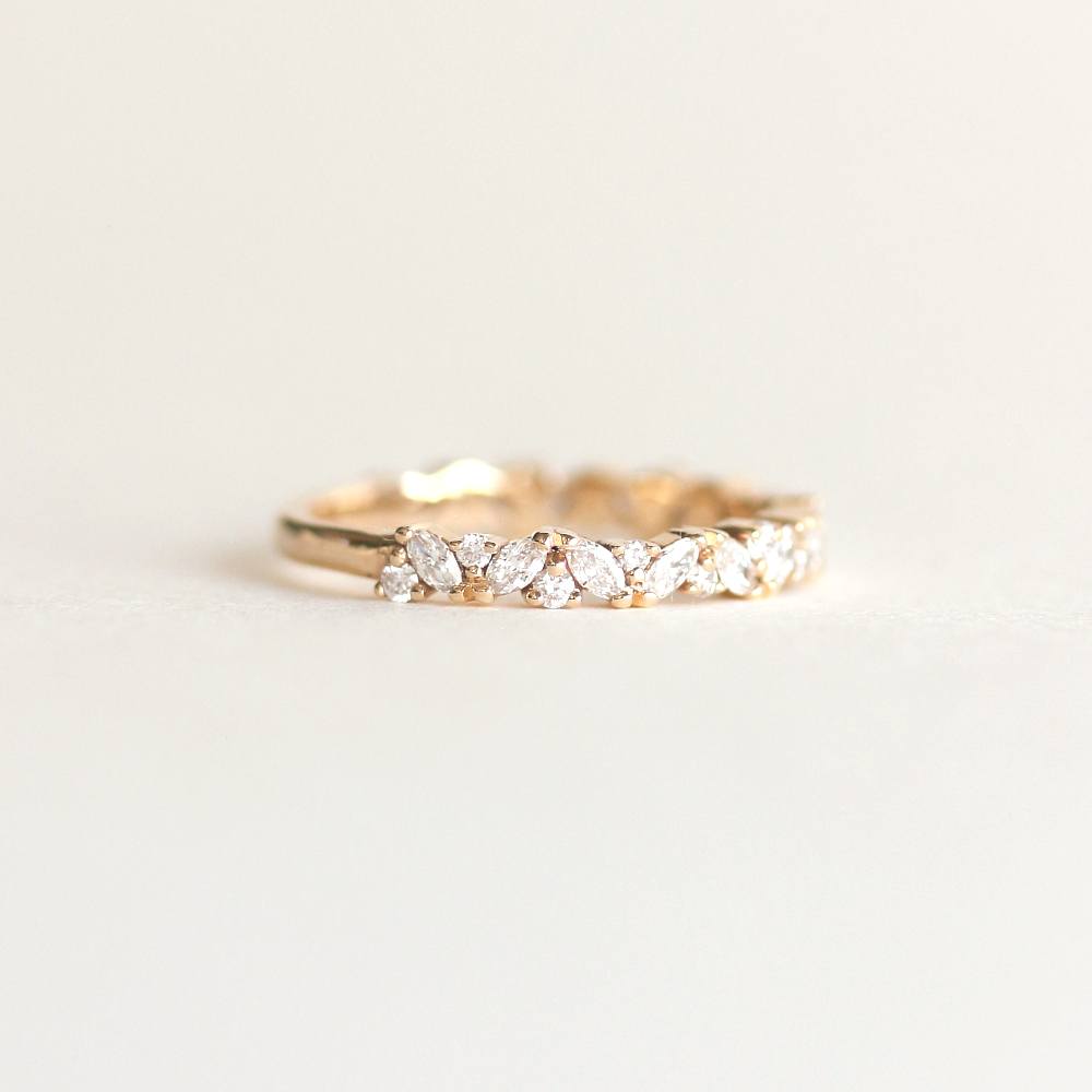 0.60 TCW Round & Marquise Moissanite Cluster Wedding Band