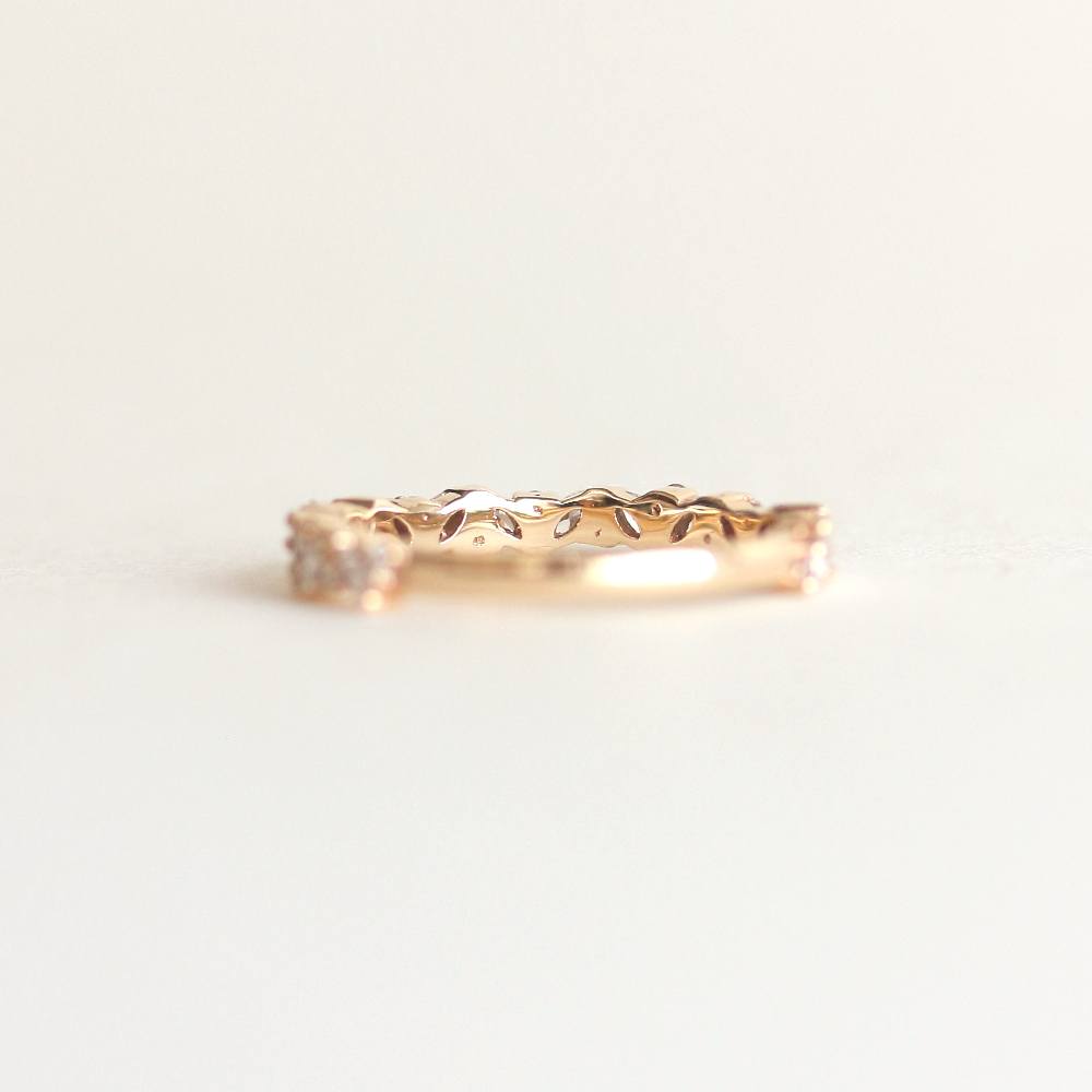 0.60 TCW Round & Marquise Moissanite Cluster Wedding Band