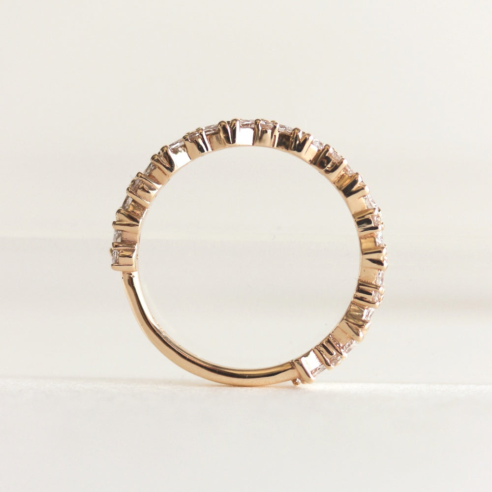 0.60 TCW Round & Marquise Moissanite Cluster Wedding Band