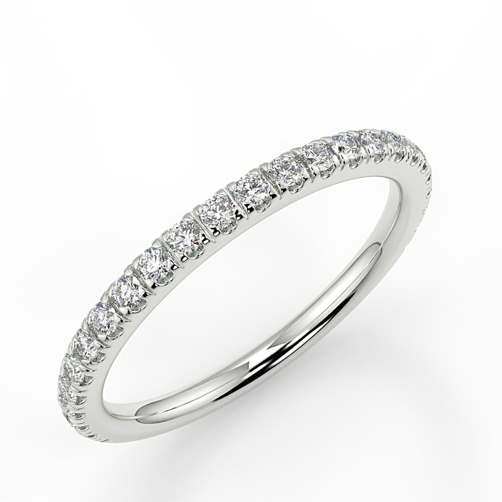 0.26 TCW Round Moissanite Half Eternity Wedding Band