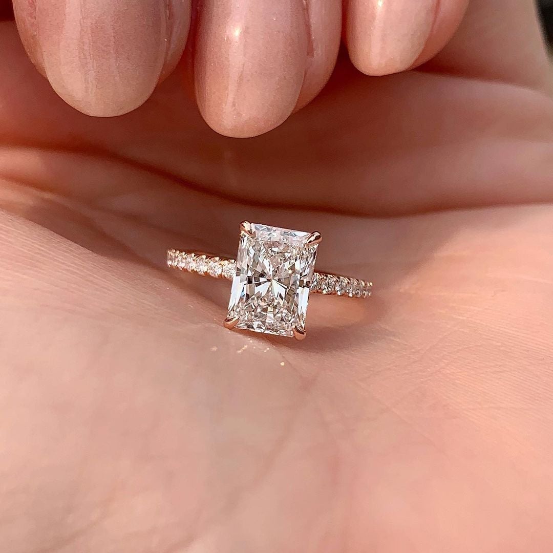 1.80CT Radiant Cut Pave Moissanite Diamond Engagement Ring For Women