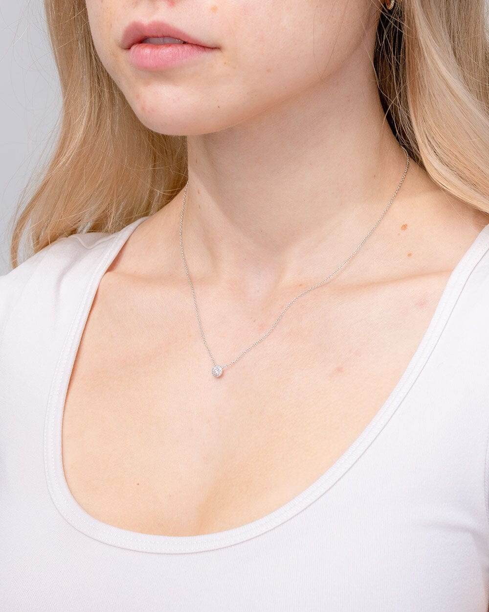 0.14TCW Round Moissanite Halo Necklace